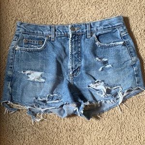 Reworked distressed jean shorts!